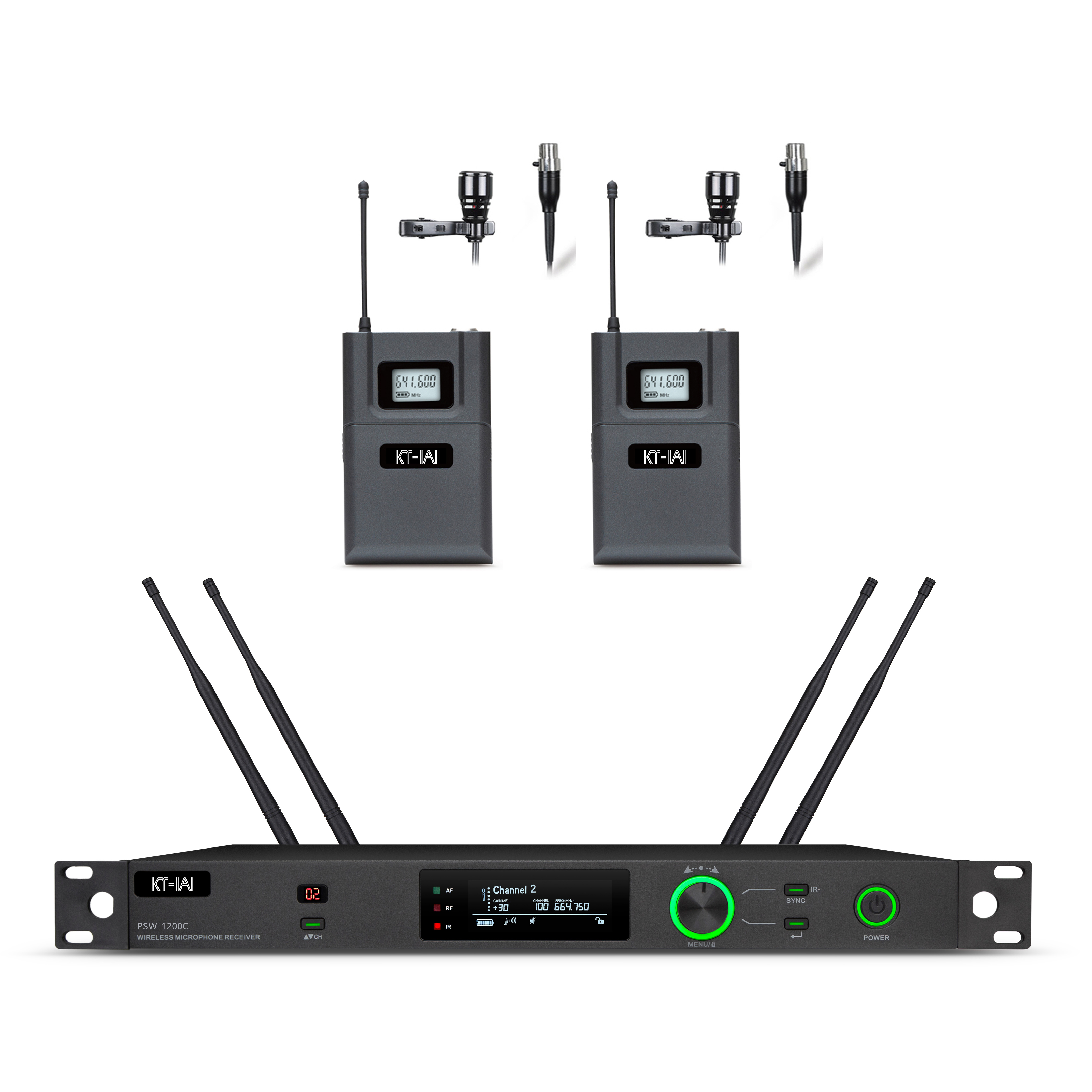 真分集一拖二无线领夹话筒  PSW-1200C